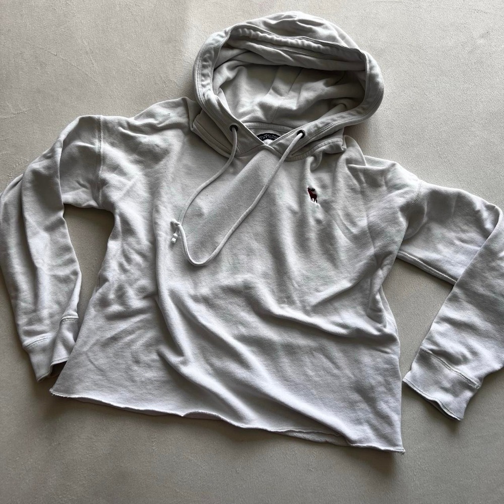 Abercrombie & Fitch White Cropped Hoodie Preppy School